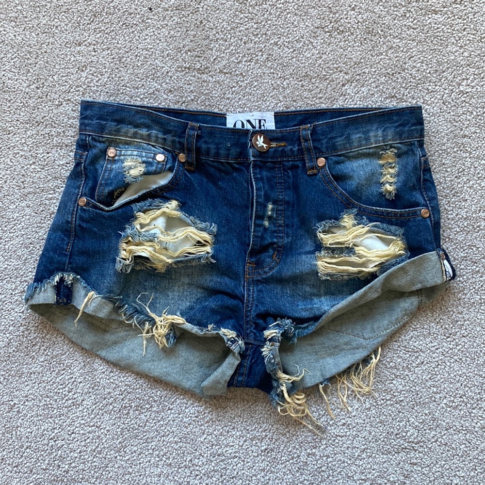One Teaspoon Bandit Distressed Denim Shorts